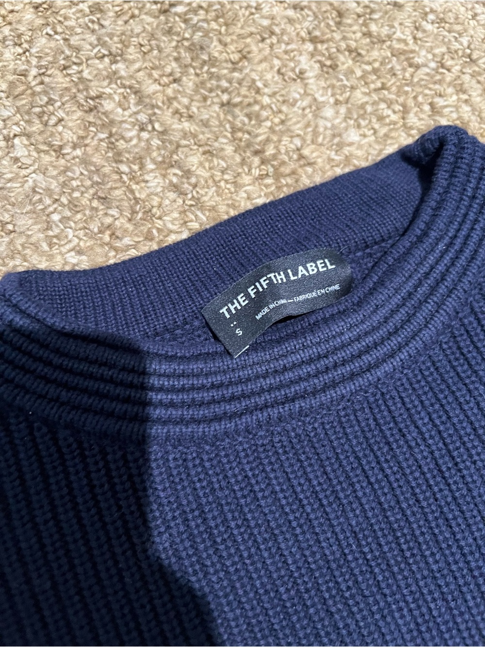 The Fifth Label Navy Ribbed Crew Sweater - Picture 3 of 4